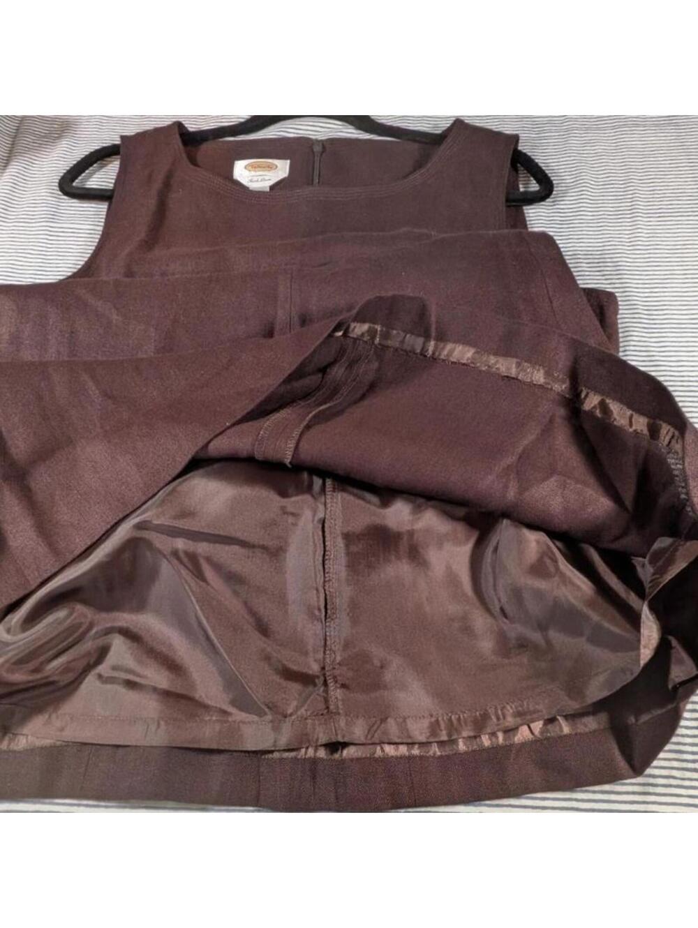 NEW Talbots Size 14 Brown 100% Irish Linen Fit and Flare Dress Y2K Quiet Luxury - Picture 11 of 15
